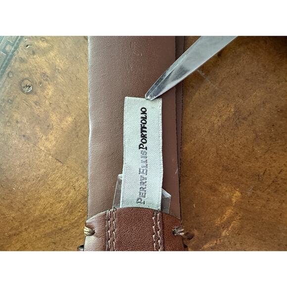 Perry Ellis Portfolio Men’s Size 34 / 85 Full Grain Cowhide Leather Brown Belt - Picture 7 of 7